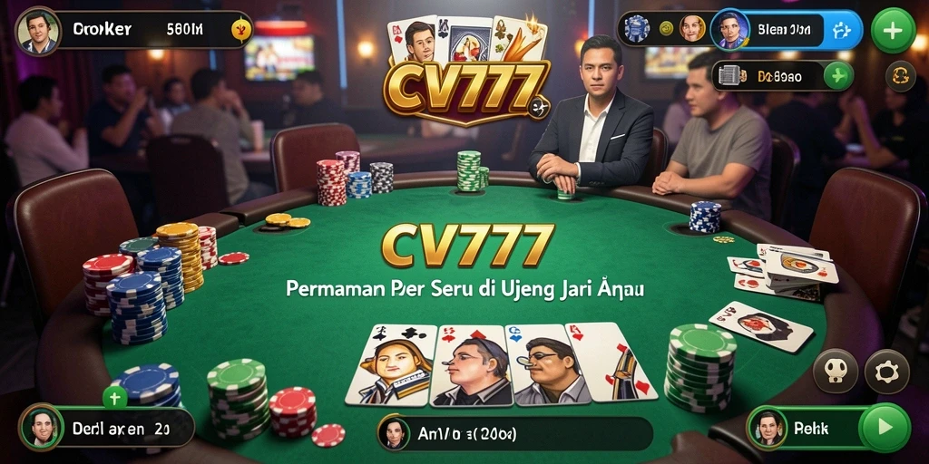 Screenshot gameplay CV777 menampilkan aksi seru dalam permainan poker.