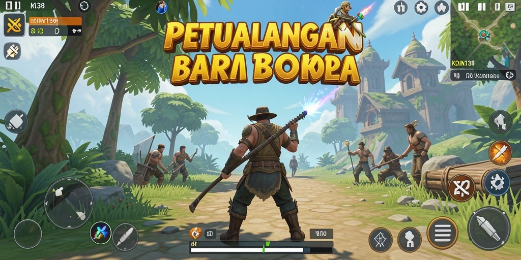 Screenshot gameplay KOIN138 menampilkan petualangan dunia terbuka yang luar biasa.
