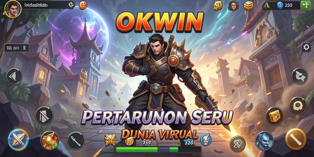 Tangkapan layar gameplay OKWIN yang menampilkan aksi pertarungan yang seru.