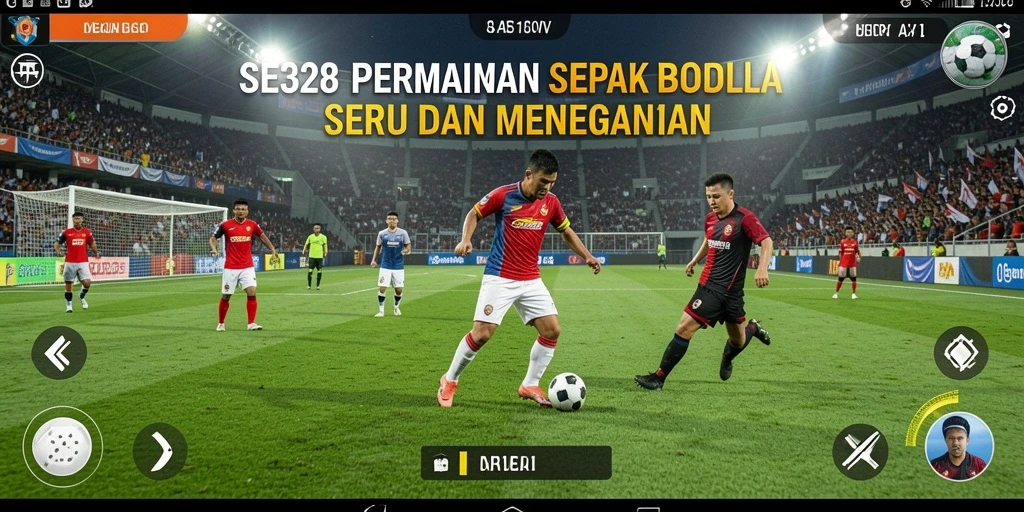 Tampilan utama gameplay SE328 menunjukkan aksi sepak bola yang mendebarkan.