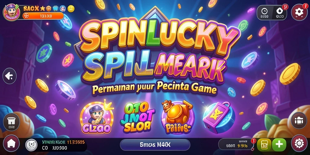 Tampilan gameplay menarik dari SPINLUCKY dengan berbagai simbol berwarna.