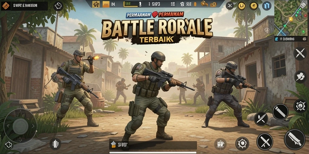 Screenshot gameplay SVIP3 menampilkan aksi seru dalam pertempuran Battle Royale.