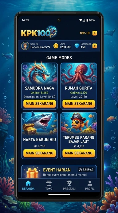 Screenshot antarmuka kpk100 yang menunjukkan kemudahan navigasi.